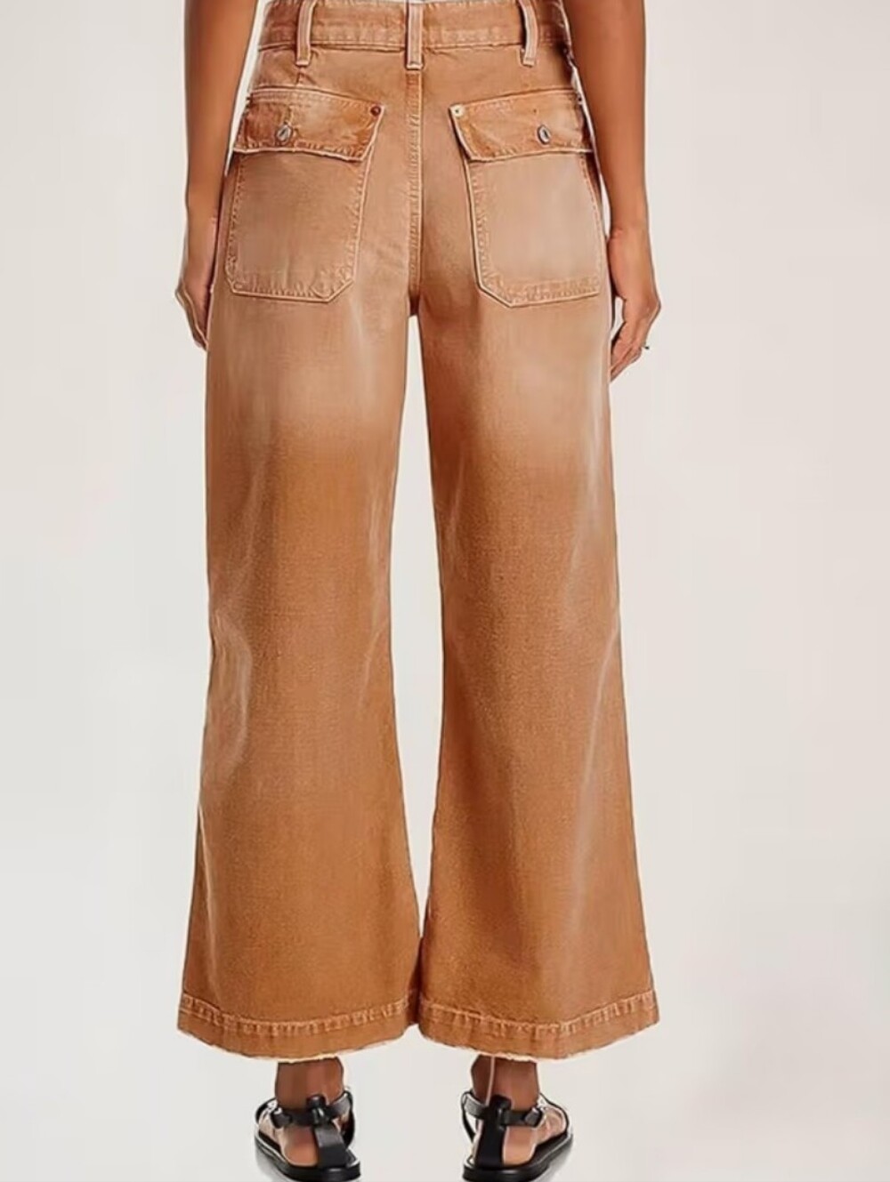 Flamingals Mid-rise Wide Leg Cropped Pants in Ginger NWT Women's Medium - Picture 3 of 9